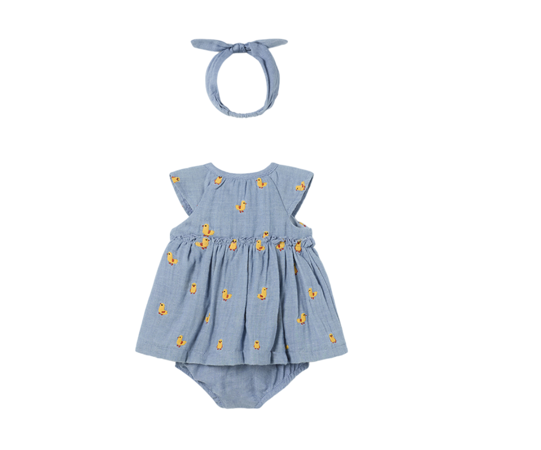 Vestido Gasa Con Diadema Bebas Gasa Denim Mayoral