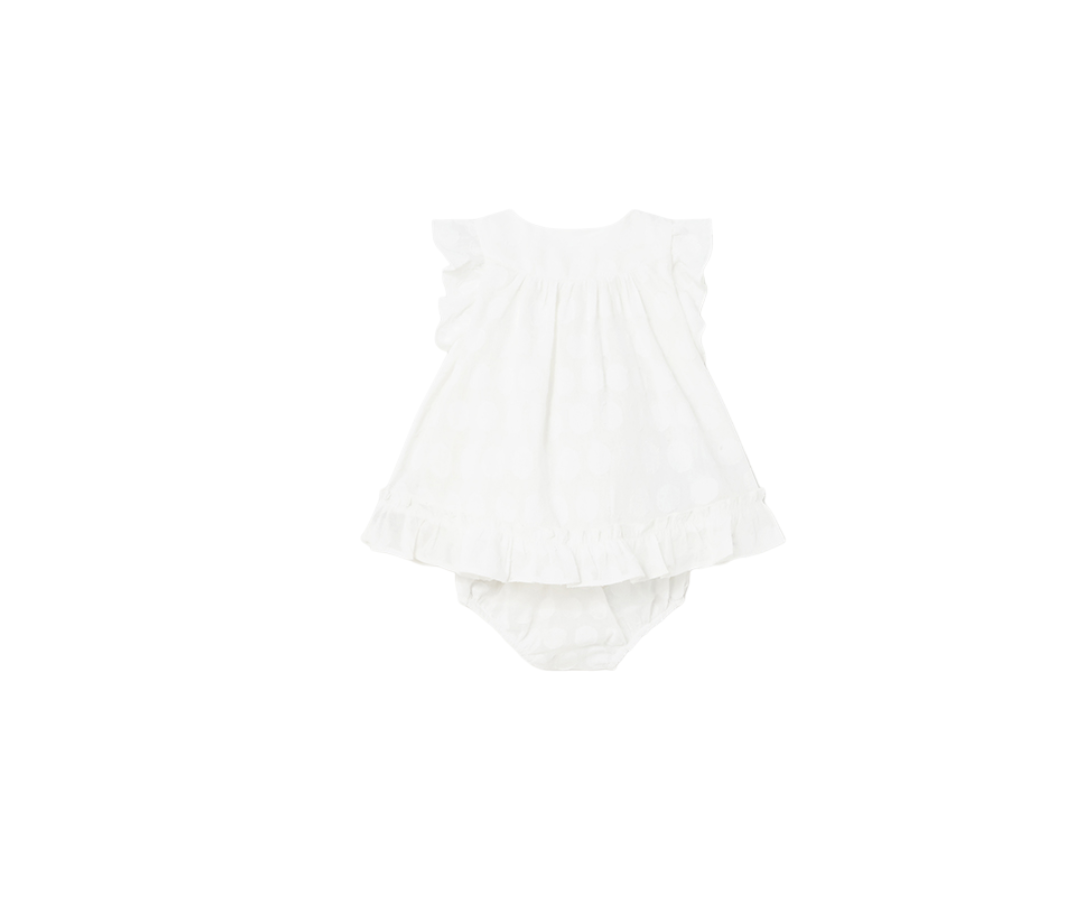 Vestido Jacquard  Lunar Bebas Blanco Mayoral