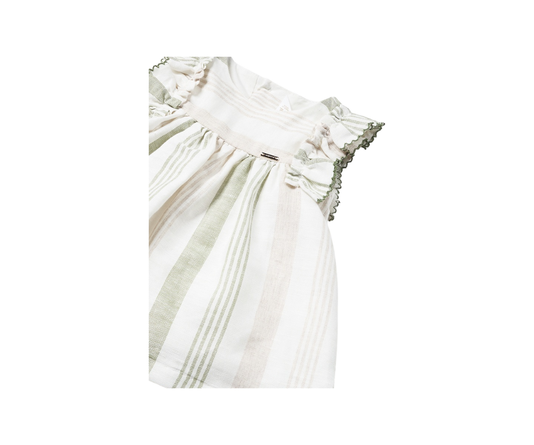 Vestido Rayas Lino Bebas Eucalipto Mayoral