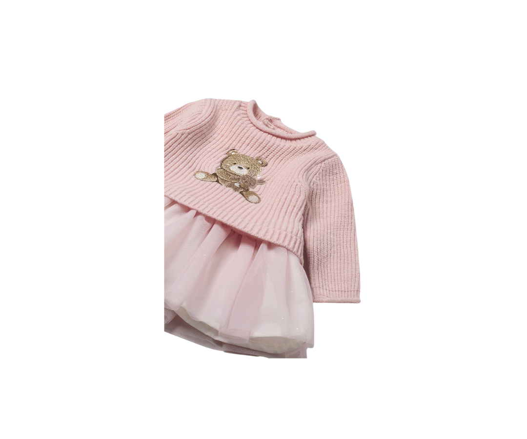 Vestido Tricot Combinado Tul Rosa Baby  Mayoral