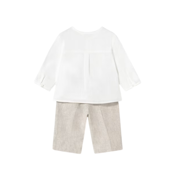 Conj. Pantalón Largo y Camisa Blanco-Lino - Mayoral