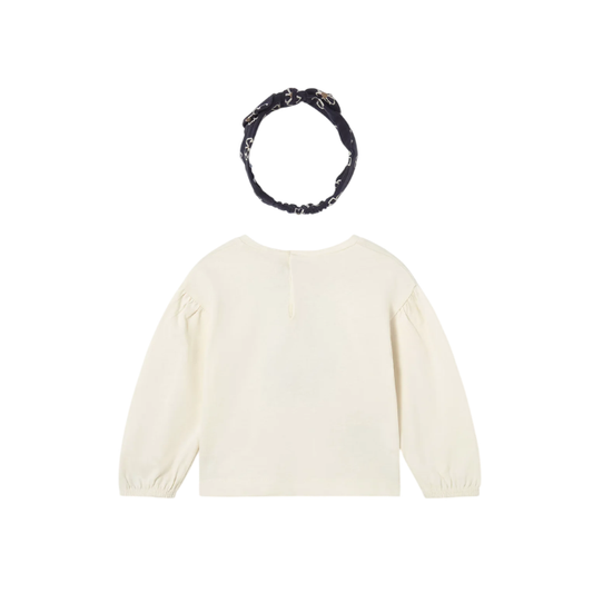 Camiseta M/L con Diadema Niña | Macchiato Marino - Mayoral