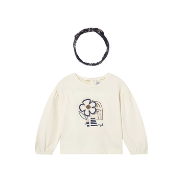 Camiseta M/L con Diadema Niña | Macchiato Marino - Mayoral