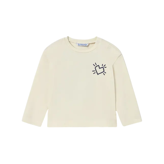Camiseta M/L Print Espalda Niña | Macchiato - Mayoral