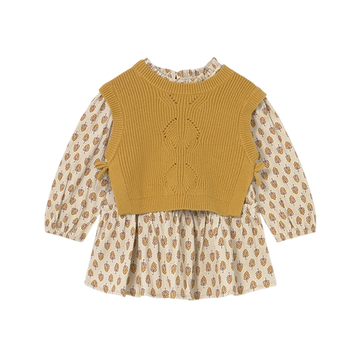 Vestido con Chaleco Tricot Niña | Miel Vig - Mayoral