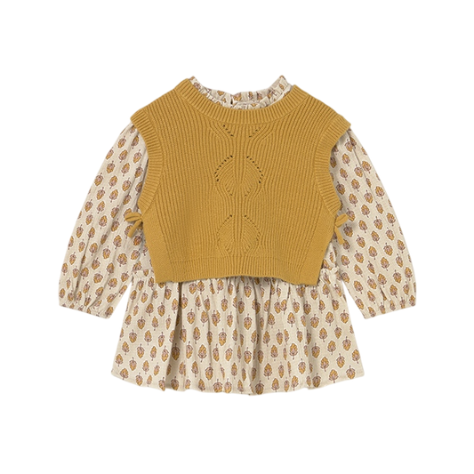 Vestido con Chaleco Tricot Niña | Miel Vig - Mayoral