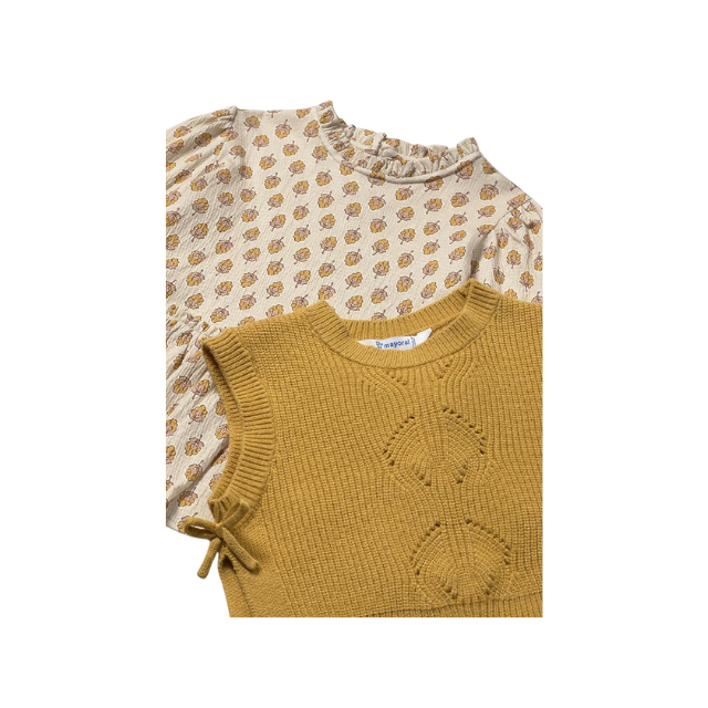 Vestido con Chaleco Tricot Niña | Miel Vig - Mayoral