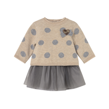 Vestido Tricot Combinado Tul Niña | Lunares - Mayoral