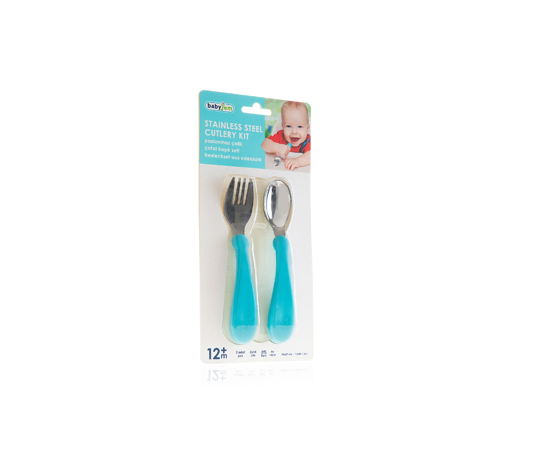 Set Cubiertos Con Metal | Celeste  Babyjem