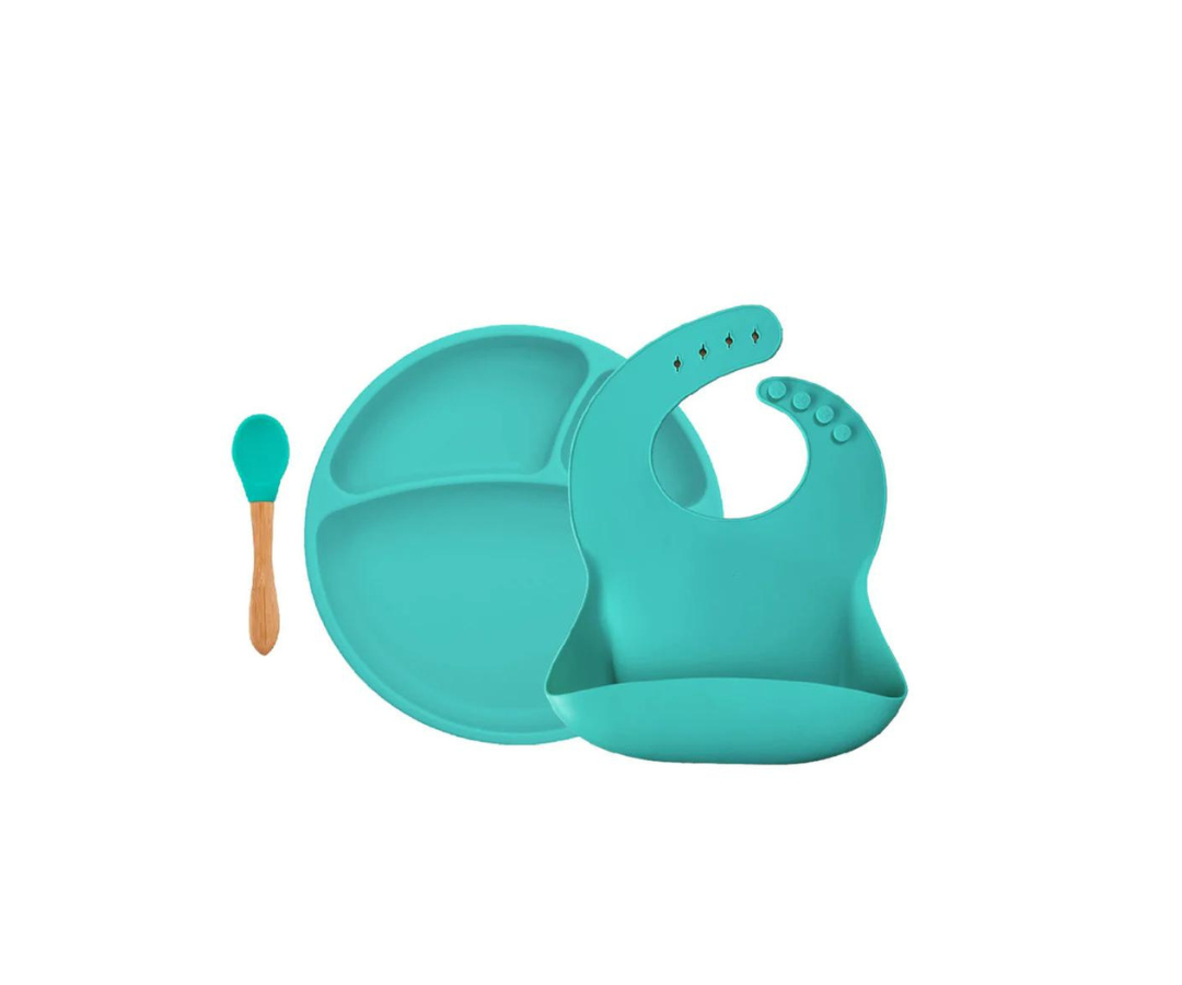 Set Plato - Babero Verde Minikoioi