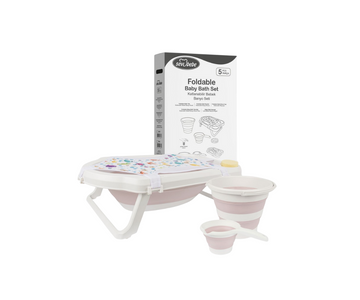 Combo Bañera Plegable 5 Pcs | Rosado Sevibebe