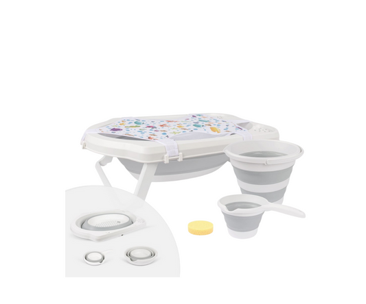 Combo Bañera Plegable 5 Pcs | Gris Sevibebe