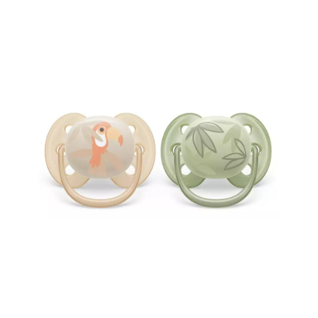 Chupón Ultra Soft 0-6m Niño x2 | Pelik Verd/Beig - Avent