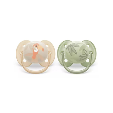 Chupón Ultra Soft 0-6m Niño x2 Pelik Verd/Beig - Avent