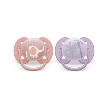 Chupón Ultra Soft 0-6m Niño x2 Elefant Ro/Lila - Avent