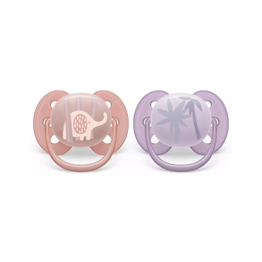 Chupón Ultra Soft 0-6m Niño x2 Elefant Ro/Lila - Avent