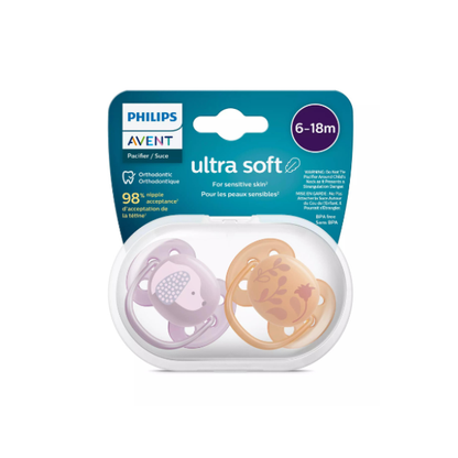 Chupón Utra Soft 6-18m Niña x2 Dog Lila-Naran - Avent