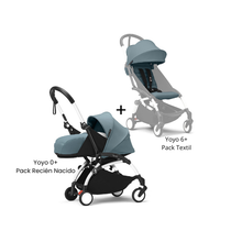 Estructura Coche Yoyo 3 Blanco + Pack Recién Nacido 0+ + Cobertura Babyzen 6+ | Aqua - Yoyo