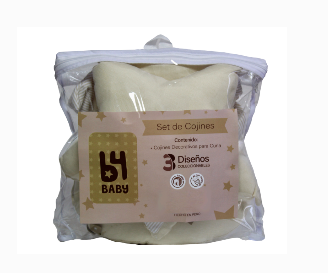 Cojines  3 PZ. Estrella - Sol Y Luna |  Beige B4 Baby