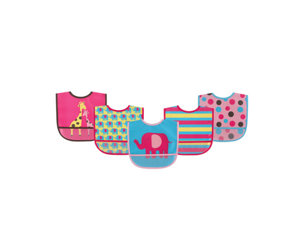 Baberos Pack X5 Con Bolsillo | Safari Rosa  Hudson Baby
