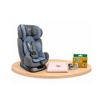 Combo Cobija Mariposa Rosada + H de Seguridad + Asiento de Auto Beta | Grey - Born