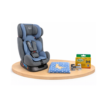 Combo Cobija Dinosaurio Celeste + H de Seguridad + Asiento de Auto Beta | Grey - Born
