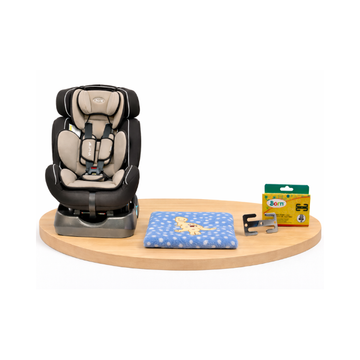 Combo Cobija Dinosaurio Celeste + H de Seguridad + Asiento de Auto Alpha | Black Grey - Born