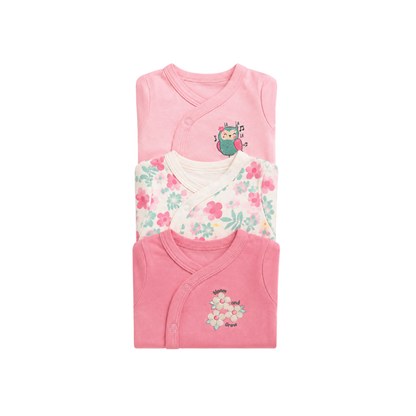 Conjunto 3 Enterizos Manga Larga Cruzada | Flores - B4baby