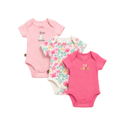 Conjunto 3 Enterizos Manga Corta | Flores - B4baby