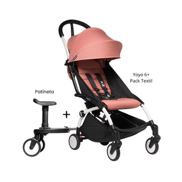 Estructura de Coche Yoyo 2 Blanco + Cobertura Babyzen 6+ + Patineta | Rosa Ginger - Yoyo