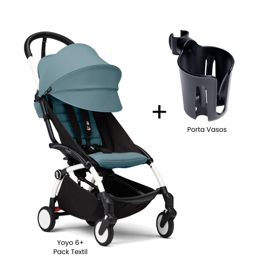 Estructura Coche Yoyo 3 Blanco + Cobertura Babyzen 6+ + Porta Vasos | Aqua - Yoyo
