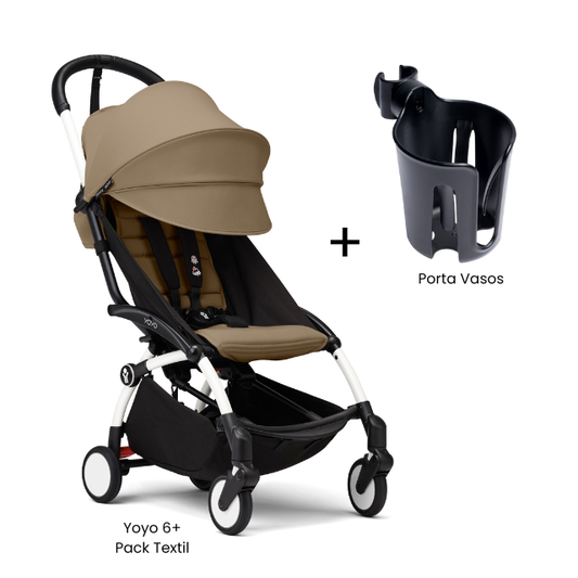 Estructura Coche Yoyo 3 Blanco + Cobertura Babyzen 6+ + Porta Vasos | Toffee - Yoyo