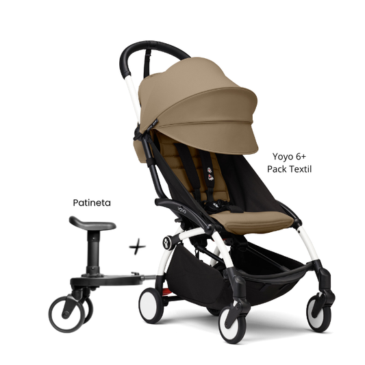 Estructura Coche Yoyo 3 Blanco + Cobertura Babyzen 6+ + Patineta | Toffee - Yoyo