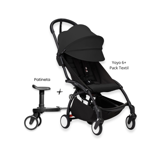 Estructura Coche Yoyo 3 Negro + Cobertura Babyzen 6+ + Patineta | Negro - Yoyo
