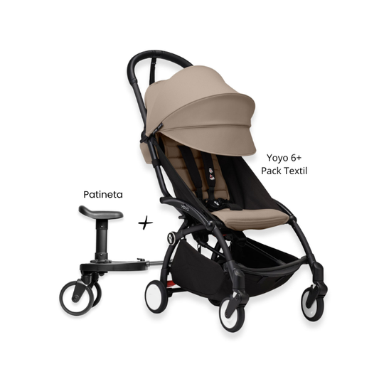 Estructura Coche Yoyo 3 Negro + Cobertura Babyzen 6+ + Patineta | Taupe - Yoyo