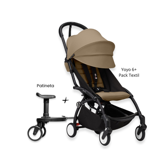 Estructura Coche Yoyo 3 Negro + Cobertura Babyzen 6+ + Patineta | Toffee - Yoyo