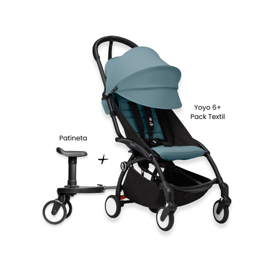 Estructura Coche Yoyo 3 Negro + Cobertura Babyzen 6+ + Patineta | Aqua - Yoyo
