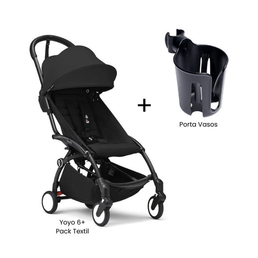 Estructura Coche Yoyo 3 Negro + Cobertura Babyzen 6+ + Porta Vasos | Negro - Yoyo