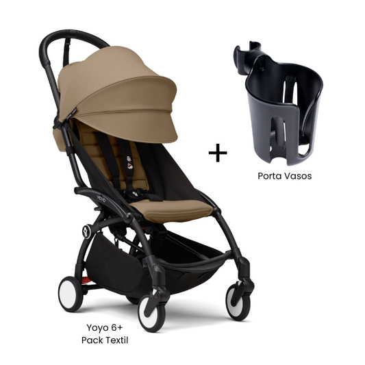 Estructura Coche Yoyo 3 Negro + Cobertura Babyzen 6+ + Porta Vasos | Toffee - Yoyo
