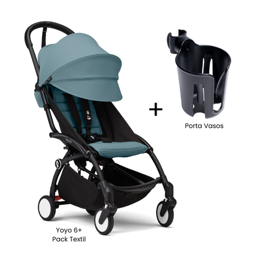 Estructura Coche Yoyo 3 Negro + Cobertura Babyzen 6+ + Porta Vasos | Aqua - Yoyo