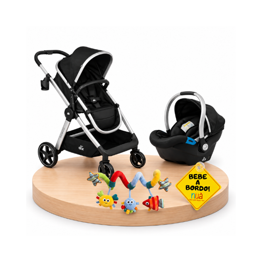 Combo: Coche DLX Munich + Bebé a Bordo + Entretener Espiral Actividades Marino | Black - Born