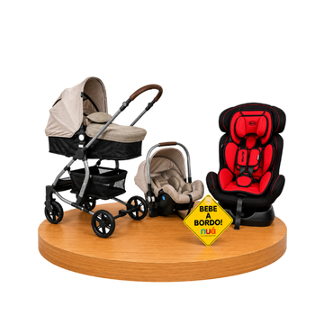 Combo Coche Travel Sistem DLX 5 en 1 Green + Bebé a Bordo + Asiento de Auto Alpha | Red Black - Born