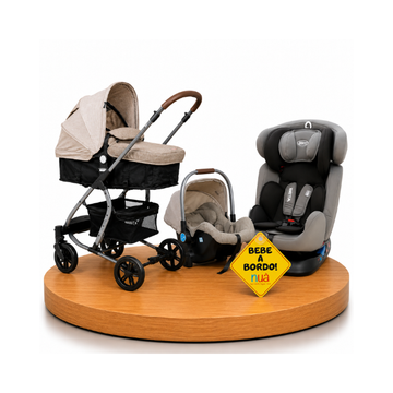 Combo Coche Travel Sistem DLX 5 en 1 Green + Bebé a Bordo +  Asiento de Auto Beta | Black - Born