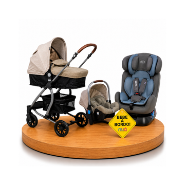 Combo Coche Travel Sistem DLX 5 en 1 Green + Bebé a bordo + Asiento de Auto Beta | Grey - Born
