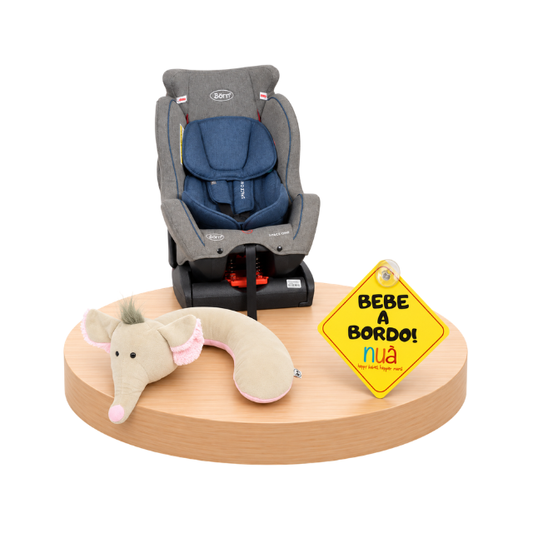 Combo: Asiento de Auto Space One + Soporte de Cuello Elefante + Bebé a Bordo | Enzo - Born