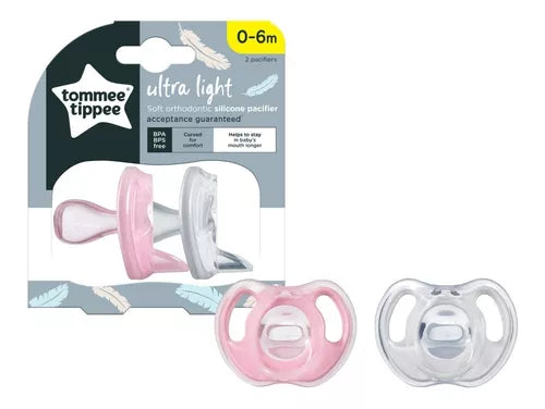 CHUPONES ULTRA LIGHT 0-6M X 2 UNIDADES ROSADO TOMMEE TIPPEE