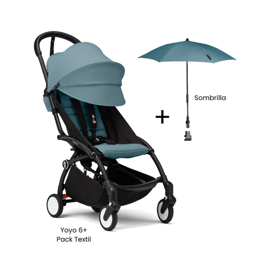 Estructura Coche Yoyo 3 Negro + Cobertura Babyzen 6+ + Sombrilla | Aqua - Yoyo