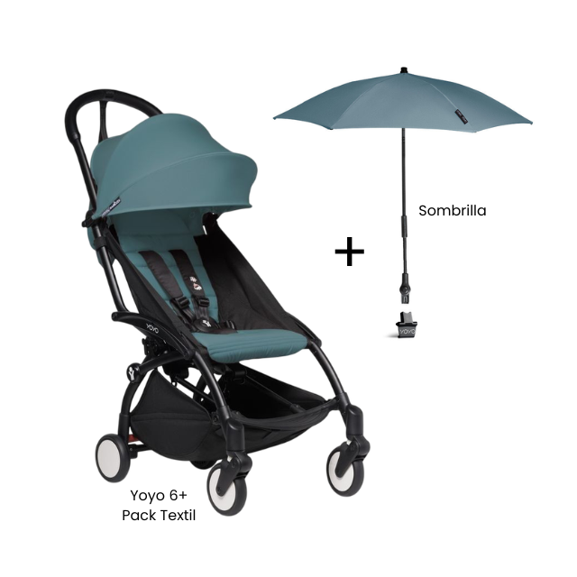 Estructura de Coche Yoyo 2 Negro + Cobertura Babyzen 6+ + Sombrilla | Rosa Ginger - Yoyo