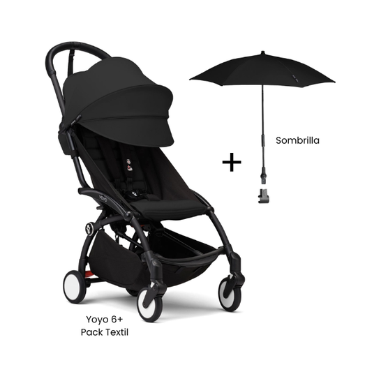 Estructura Coche Yoyo 3 Negro + Cobertura Babyzen 6+ + Sombrilla | Negro - Yoyo