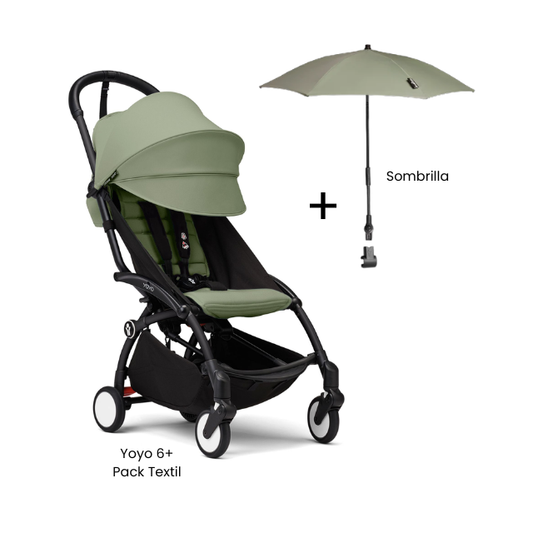 Estructura Coche Yoyo 3 Negro + Cobertura Babyzen 6+ + Sombrilla | Olivo - Yoyo